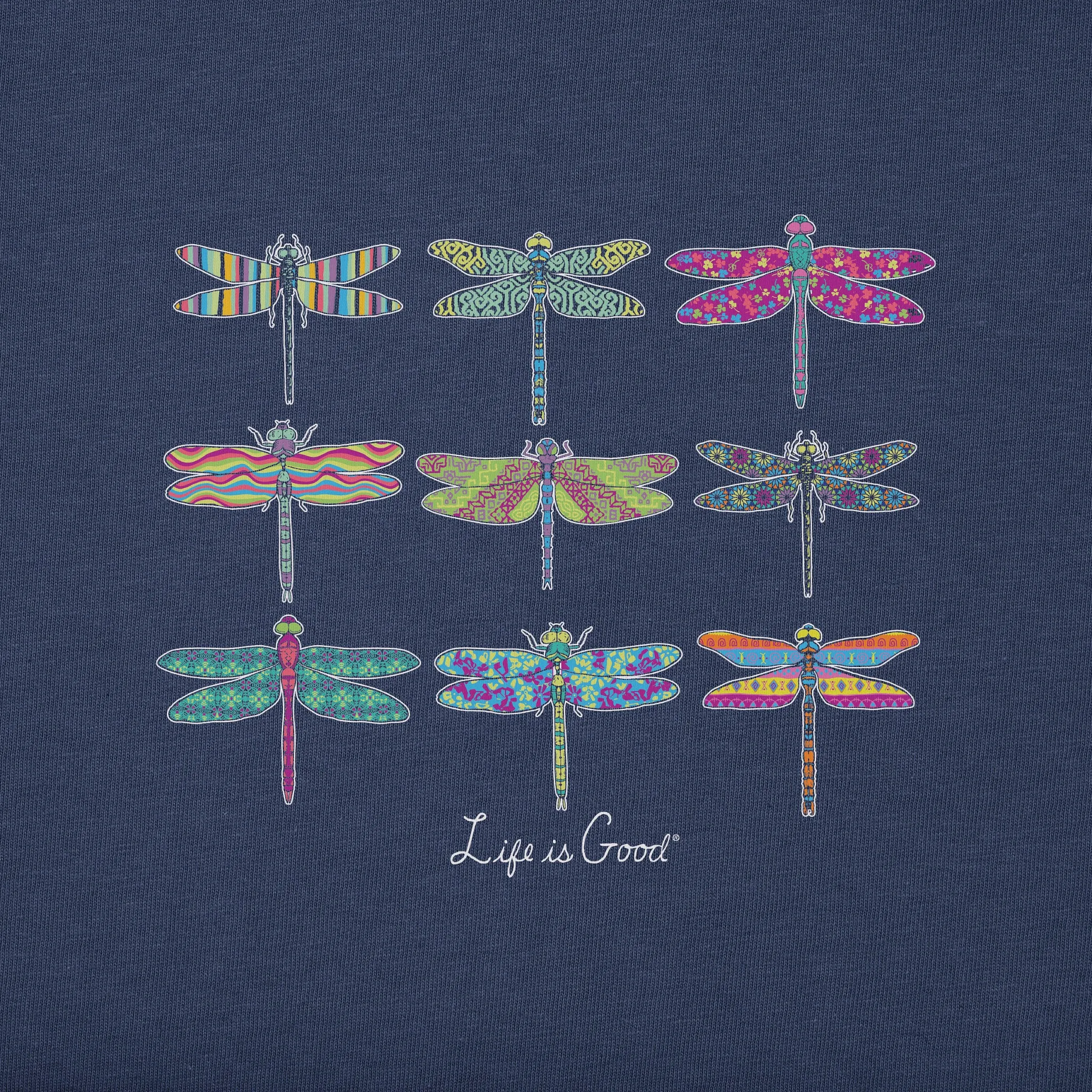 Women's Colorful Dragonflies Simply True Fleece Crew sold by Life is Good product image thumbnail 2