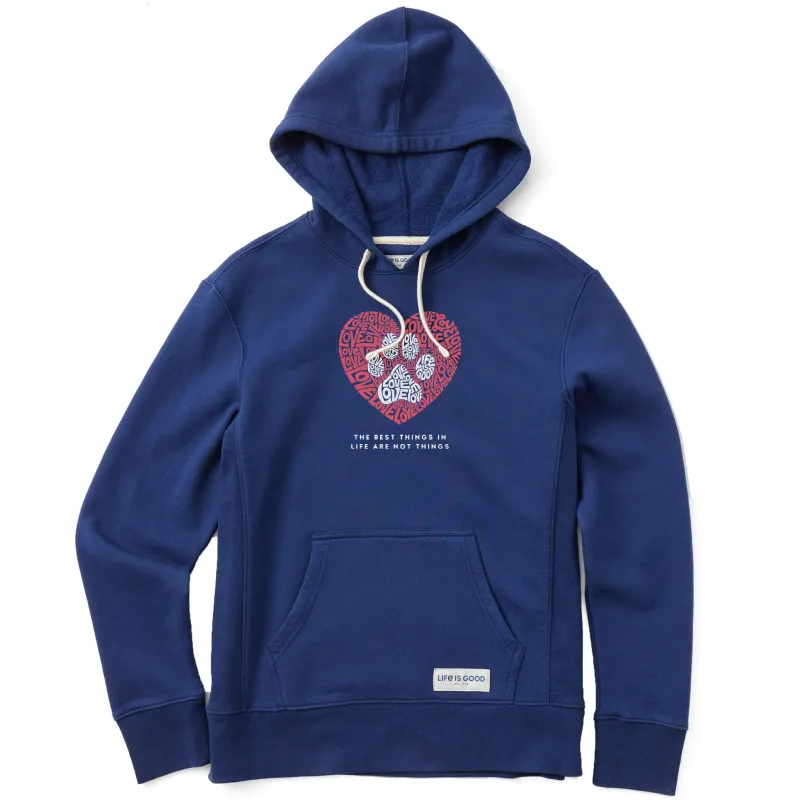 Women's Best Things Paw Heart Simply True Fleece Hoodie sold by Life is Good