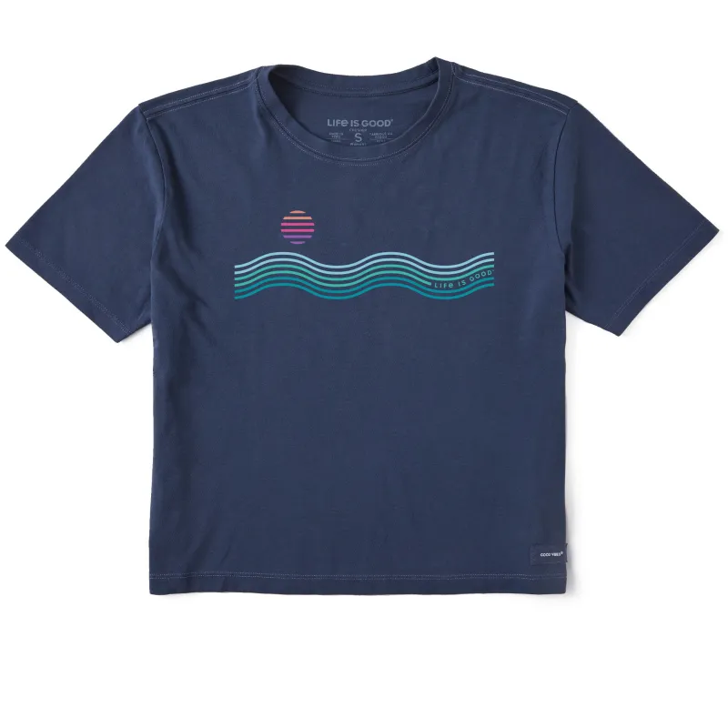 Women's Waves & Sun Short Sleeve Crusher Boxy Tee sold by Life is Good