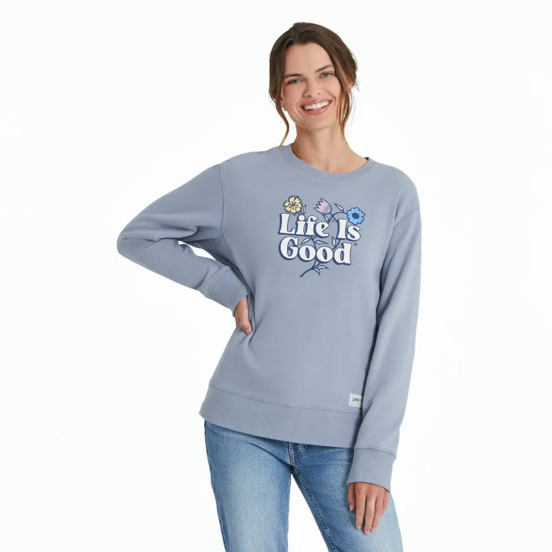 Women's Nordic Wildflowers Simply True Fleece Crew sold by Life is Good