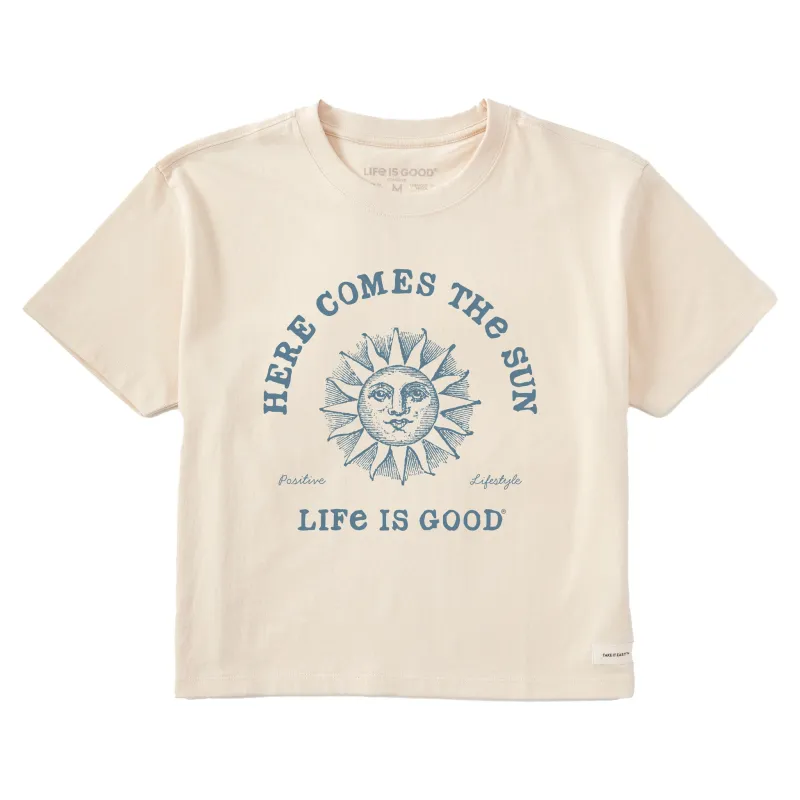 Women's Crafty Here Comes the Sun Short Sleeve Crusher Boxy Tee sold by Life is Good