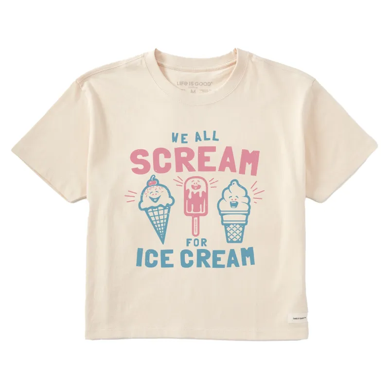 Women's We All Scream for Ice Cream Short Sleeve Crusher Boxy Tee sold by Life is Good