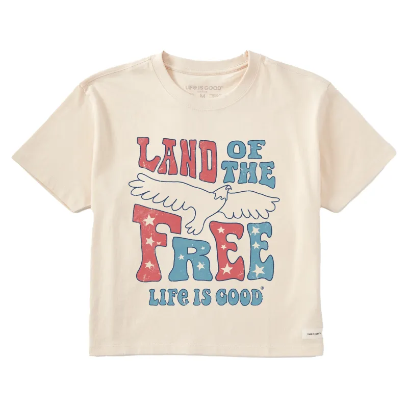 Women's Land of the Free Eagle Short Sleeve Crusher Boxy Tee sold by Life is Good