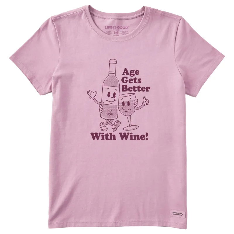 Women's Age Gets Better With Wine Mascot Short Sleeve Tee sold by Life is Good