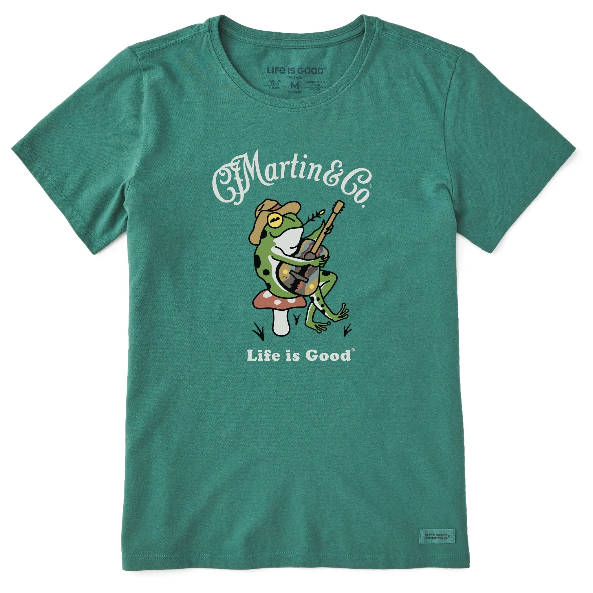 Women's Martin & Co. Frog Guitar Short Sleeve Crusher Tee sold by Life is Good