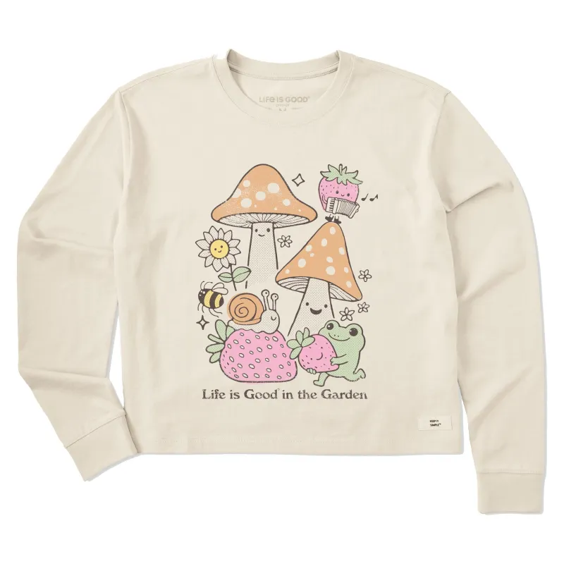 Women's Life is Good in the Garden Long Sleeve Crusher Boxy Tee sold by Life is Good