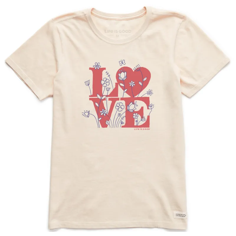 Women's Love Flower Stack Short Sleeve Crusher Tee sold by Life is Good