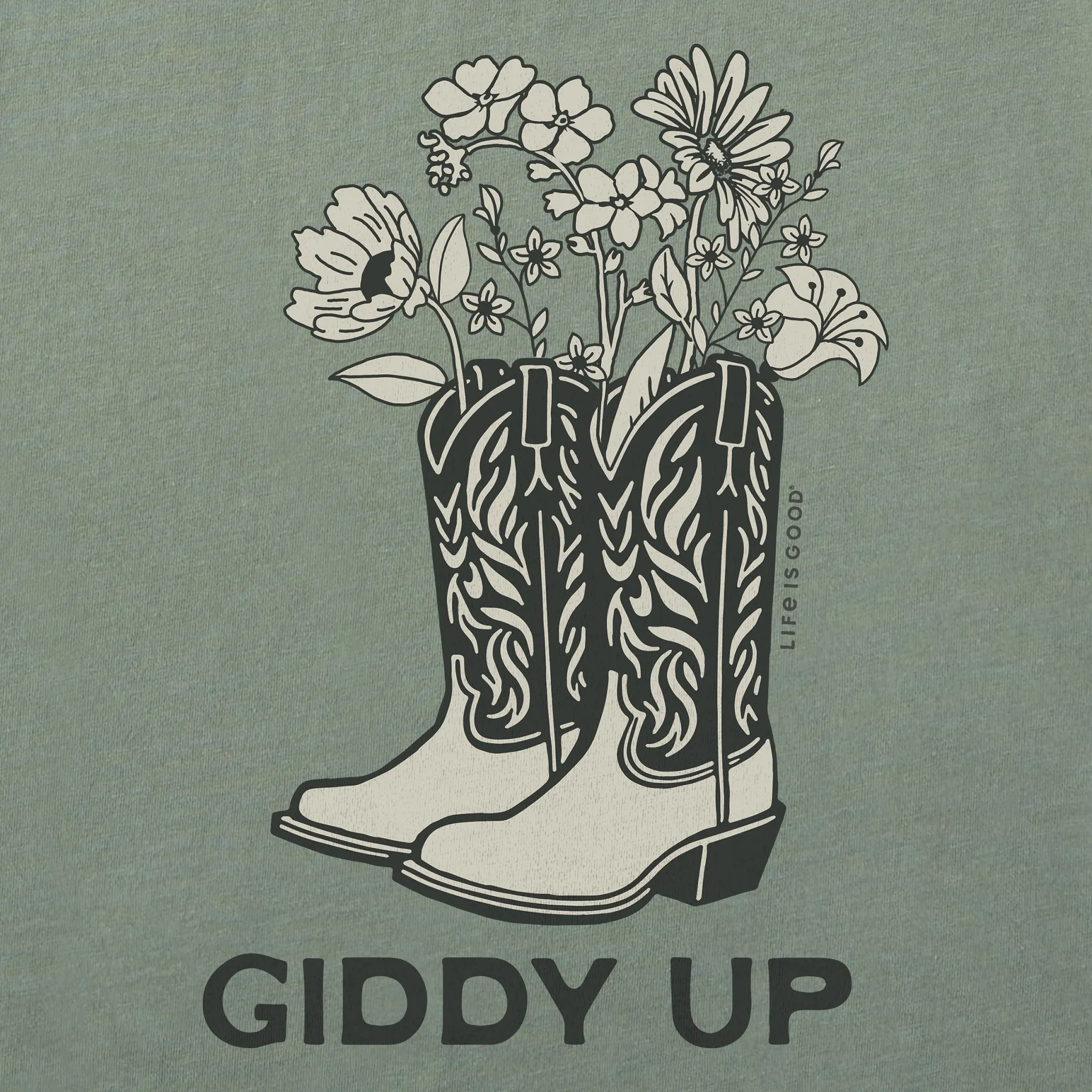 Women's Giddy Up Flower Boots Short Sleeve Crusher Boxy Tee sold by Life is Good product image thumbnail 4