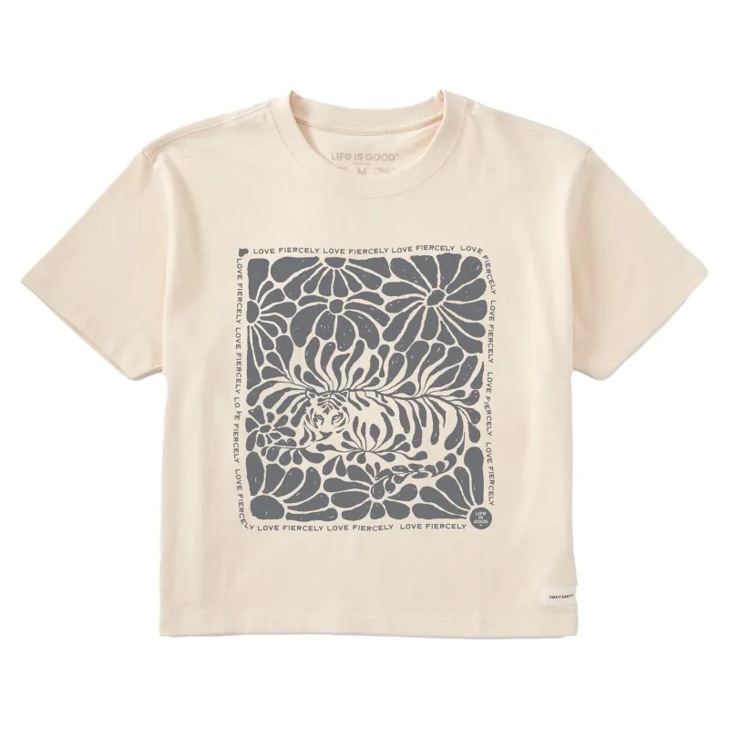Women's Love Fiercely Tiger Short Sleeve Crusher Boxy Tee sold by Life is Good