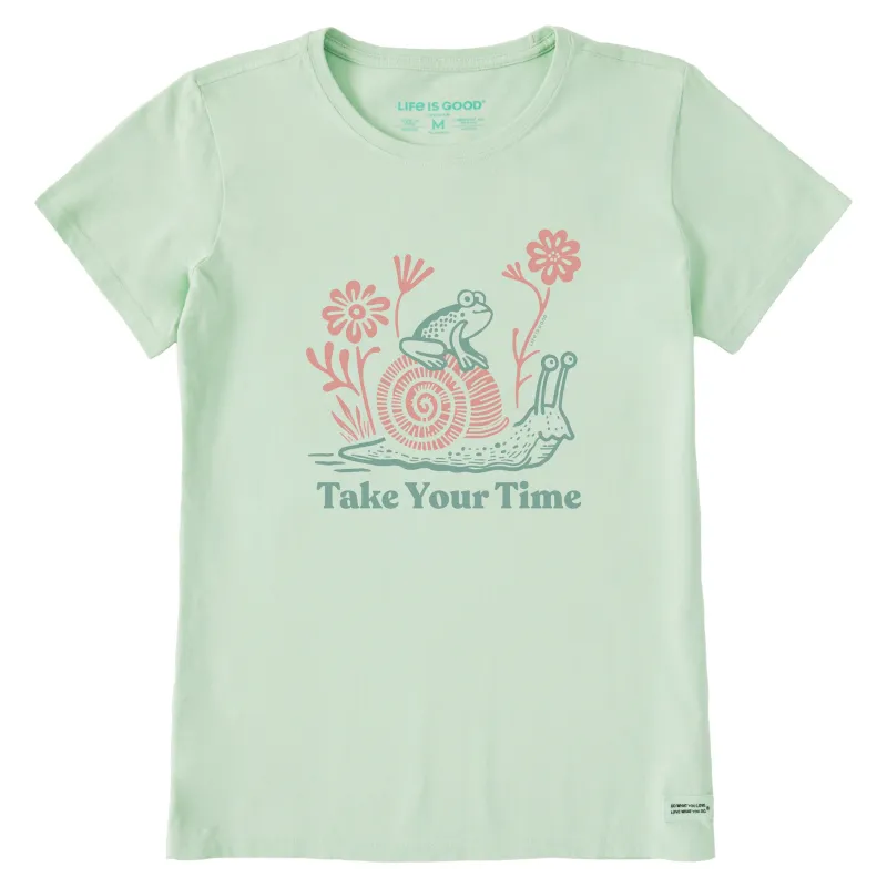 Women's Take Your Time Frog & Snail Short Sleeve Crusher Tee sold by Life is Good