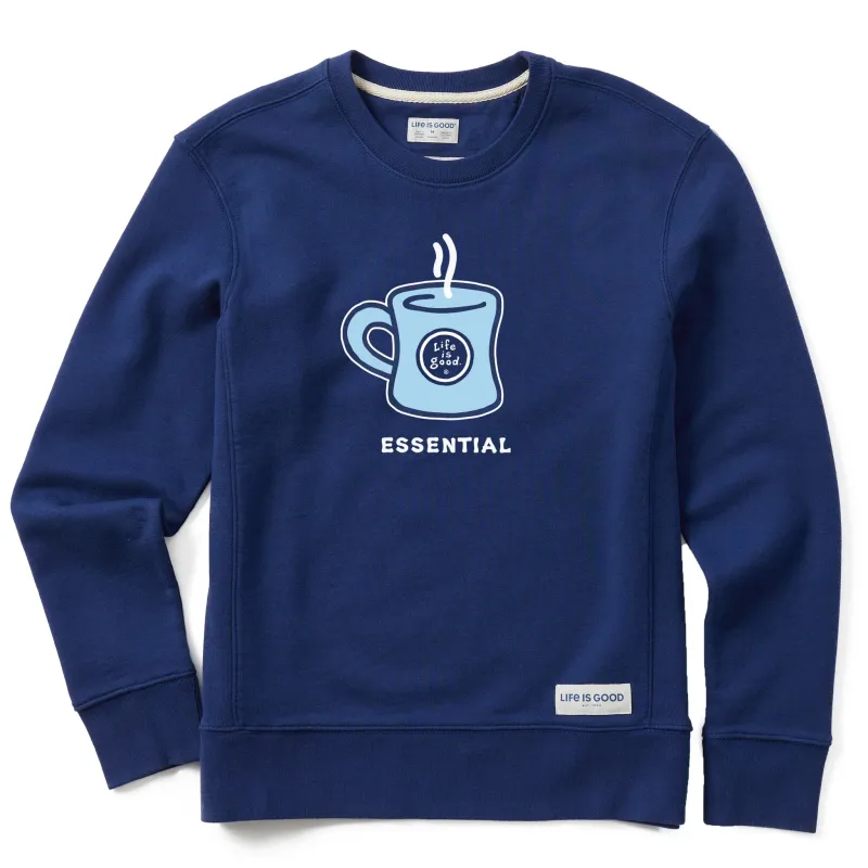 Women's Coffee is Essential Simply True Fleece Crew sold by Life is Good