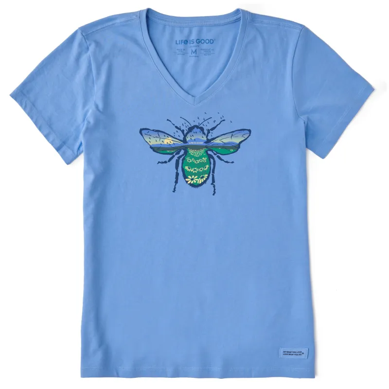 Women's Beescape Short Sleeve Crusher Vee sold by Life is Good