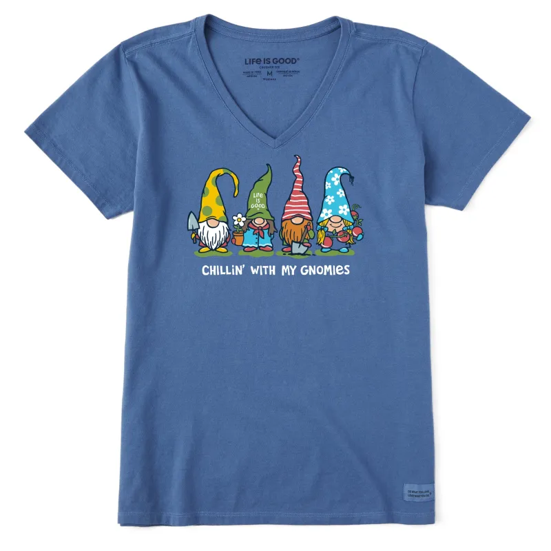 Women's Garden Gnomies Chillin' Short Sleeve Vee sold by Life is Good