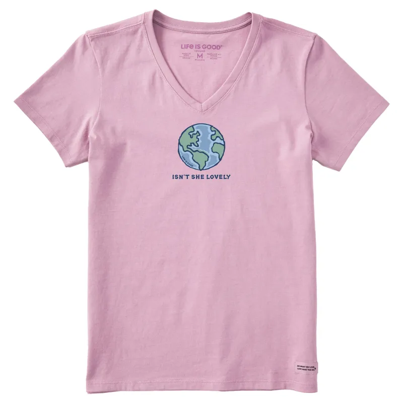 Women's Isn't She Lovely Earth Short Sleeve Crusher Vee sold by Life is Good