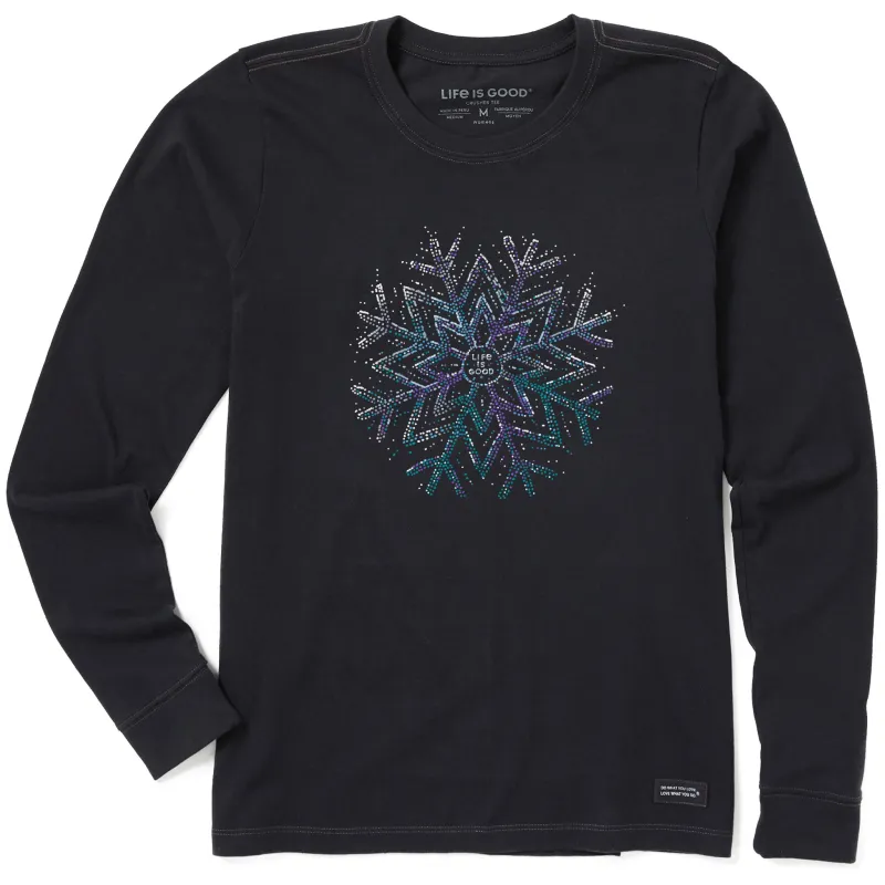 Women's Sparkle Snowflake Long Sleeve Crusher Tee sold by Life is Good