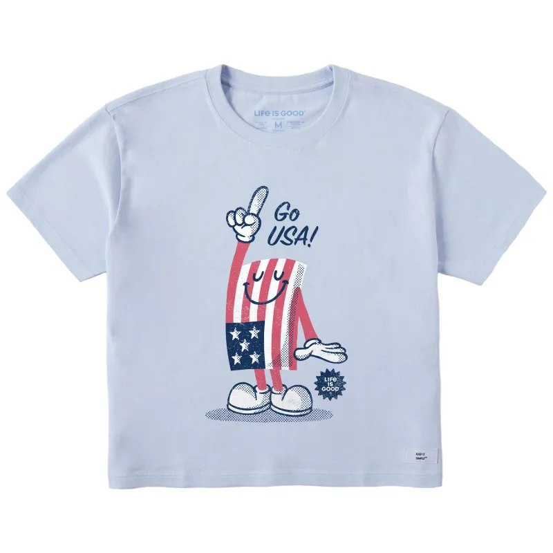 Women's Go USA Flag Guy Short Sleeve Crusher Boxy Tee made by Life is Good