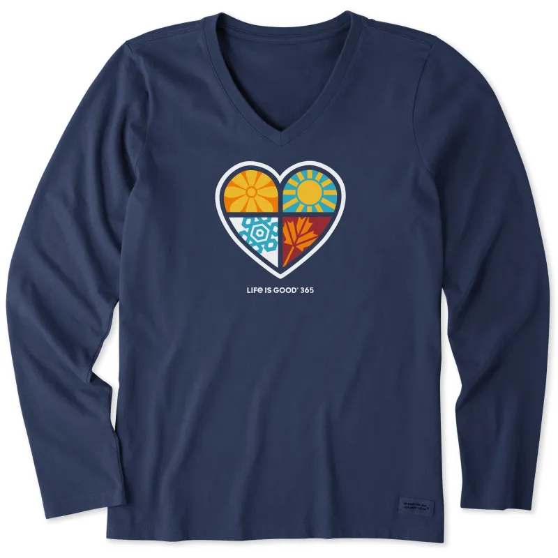 Women's LIG 365 One Heart Long Sleeve Crusher Vee sold by Life is Good