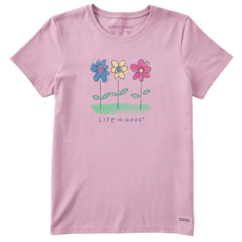 Women's 3 Happy Flowers Short Sleeve Tee sold by Life is Good
