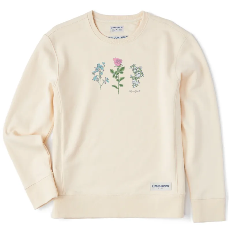 Women's 3 Botanical Rose Jasmine Simply True Fleece Crew sold by Life is Good