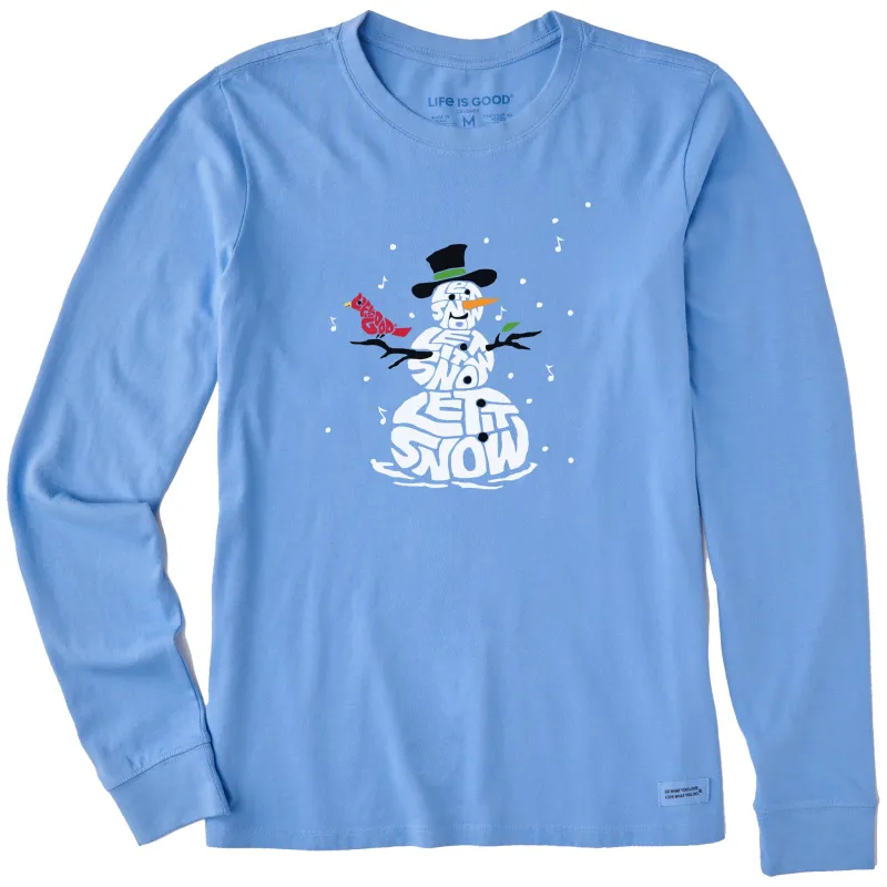 Women's Wordy Let It Snowman Long Sleeve Crusher Tee sold by Life is Good