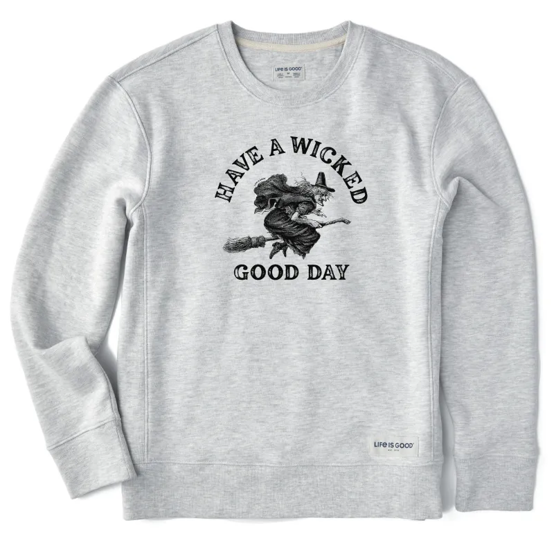 Women's Antique Wicked Good Day Witch Simply True Fleece Crew made by Life is Good