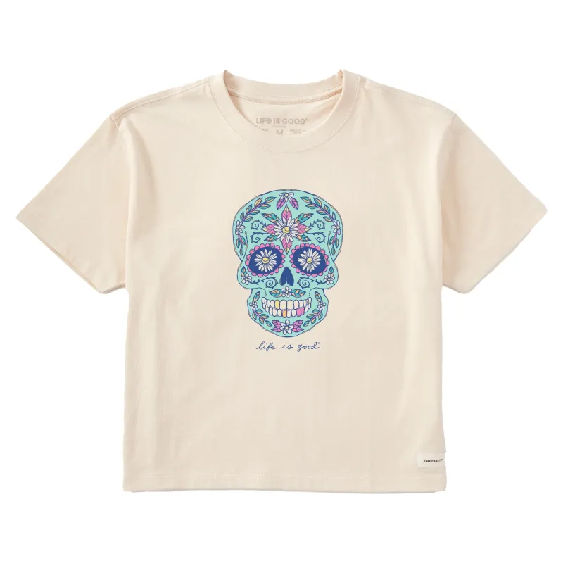 Women's Daisy Skull Short Sleeve Crusher Boxy Tee sold by Life is Good