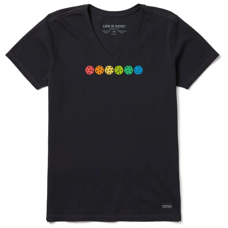 Women's Rally Pickleball Spectrum Short Sleeve Vee sold by Life is Good