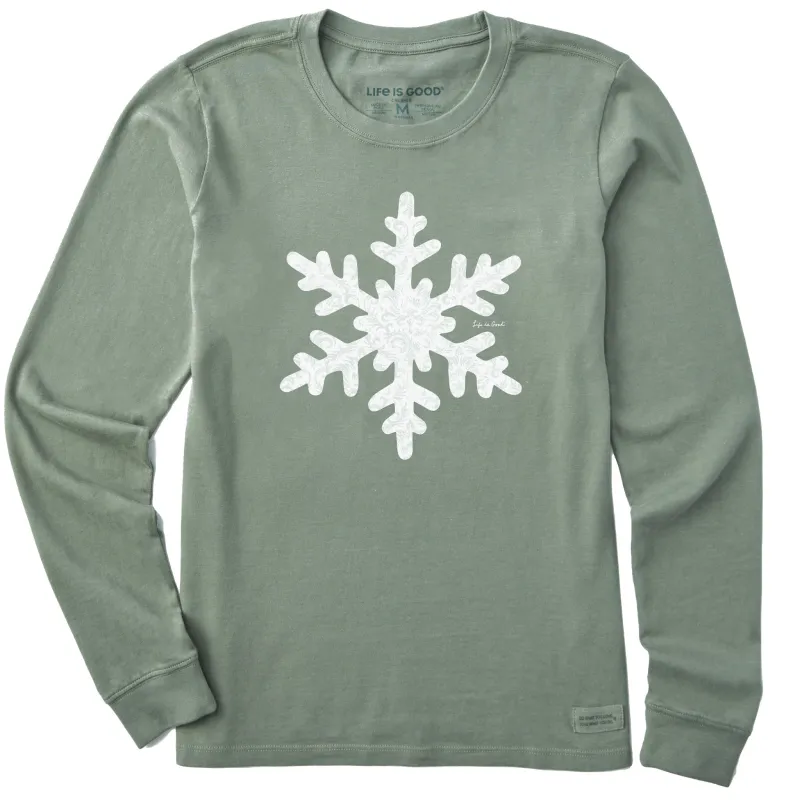 Women's Baroque Snowflake Long Sleeve Crusher Tee sold by Life is Good