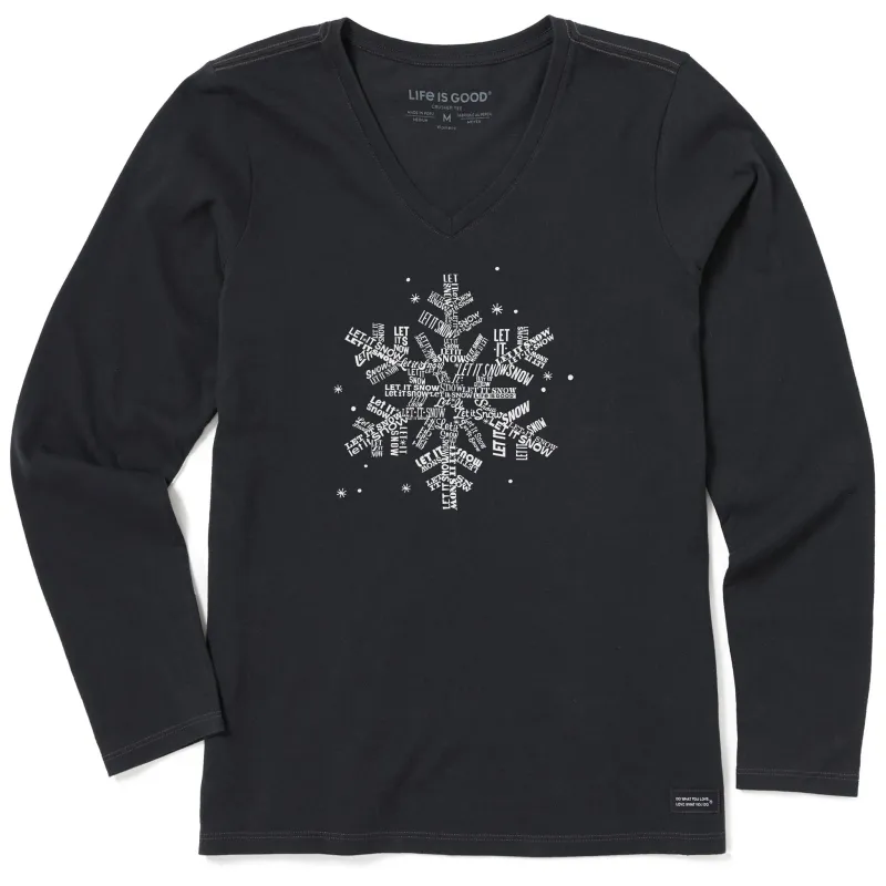 Women's Let It Snowflake Long Sleeve Crusher Vee sold by Life is Good