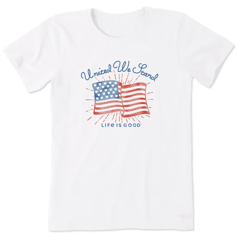 Women's United We Stand Heart Flag Short Sleeve Tee sold by Life is Good