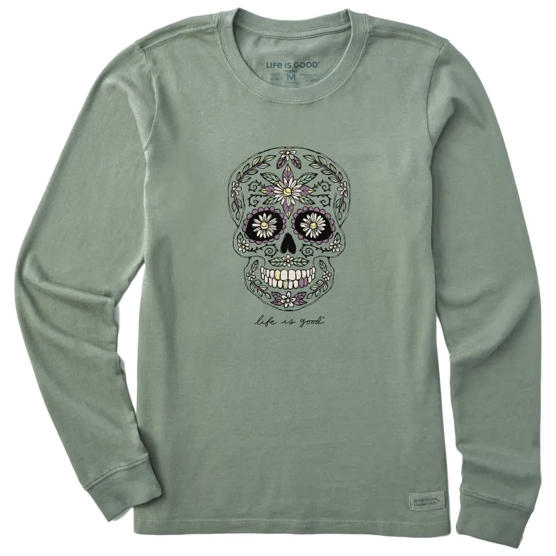 Women's Daisy Skull Long Sleeve Crusher Tee made by Life is Good