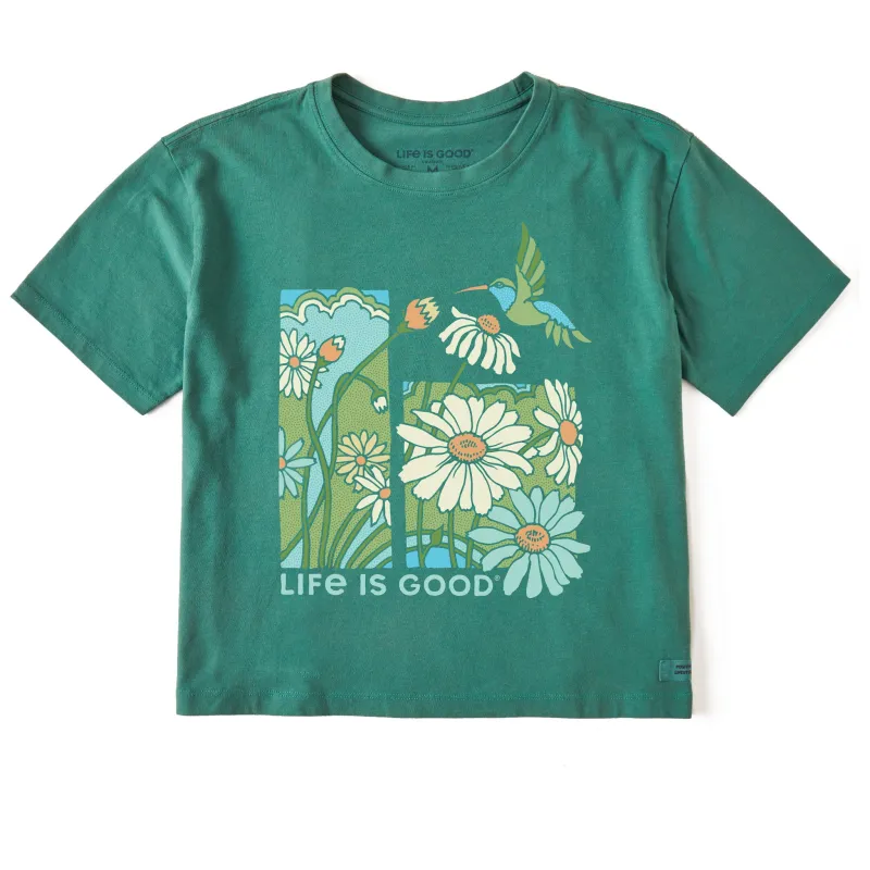 Women's Life is Good Hummingbird Short Sleeve Crusher Boxy Tee sold by Life is Good