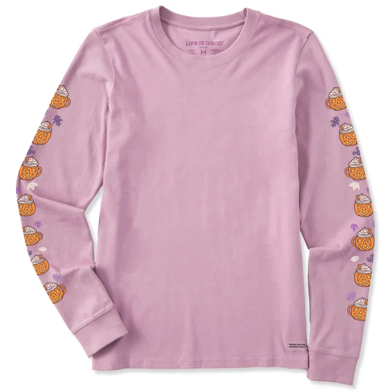 Women's Pumpkin Spice Mugs Long Sleeve Crusher Tee sold by Life is Good