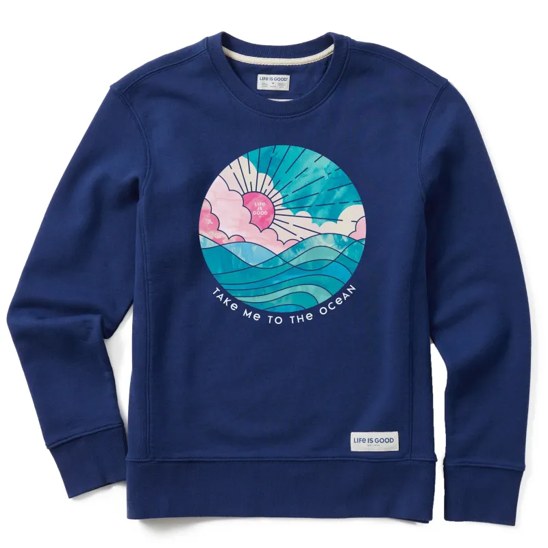 Women's Take Me to the Ocean Simply True Fleece Crew sold by Life is Good