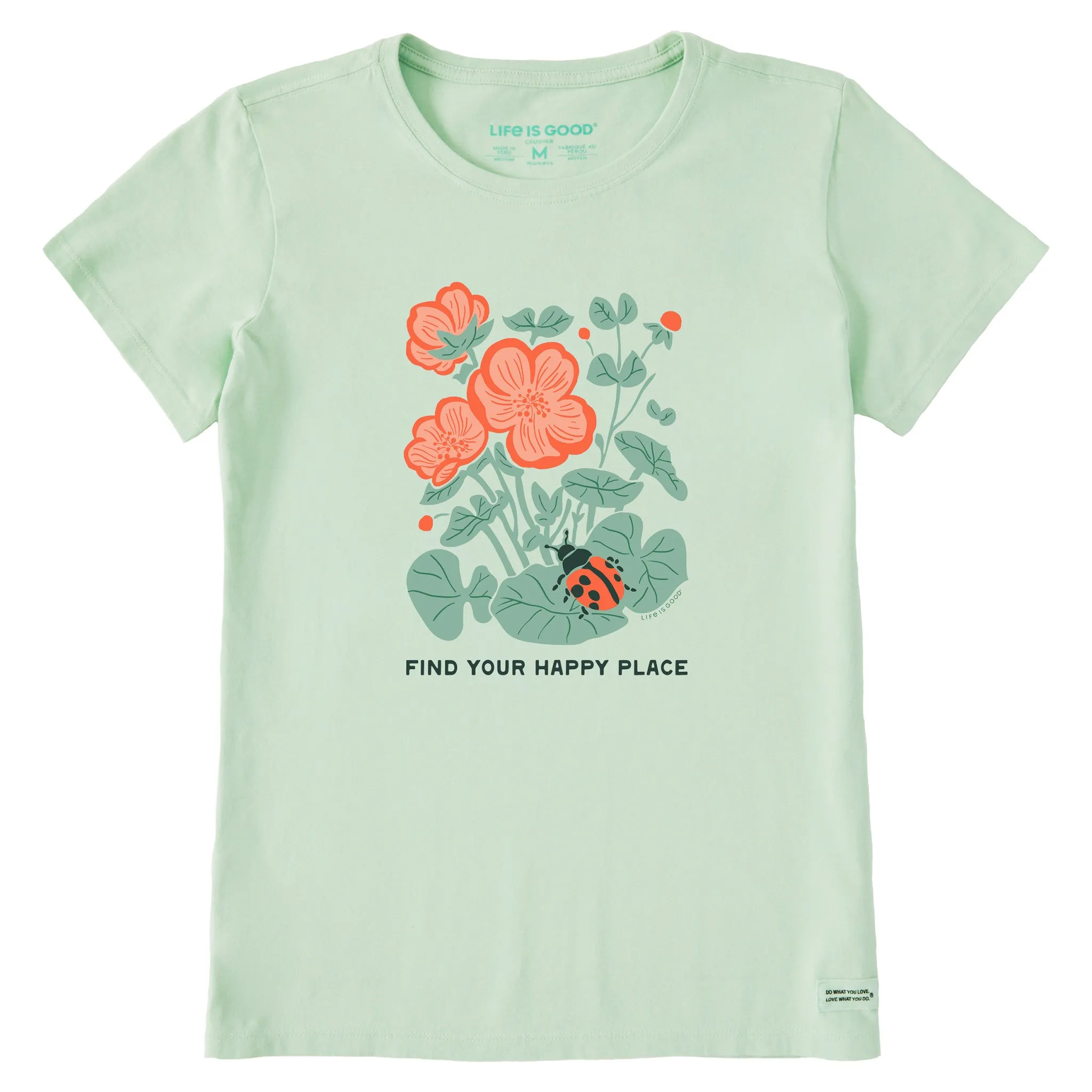Women's Find Your Happy Place Ladybug Short Sleeve Crusher Tee sold by Life is Good