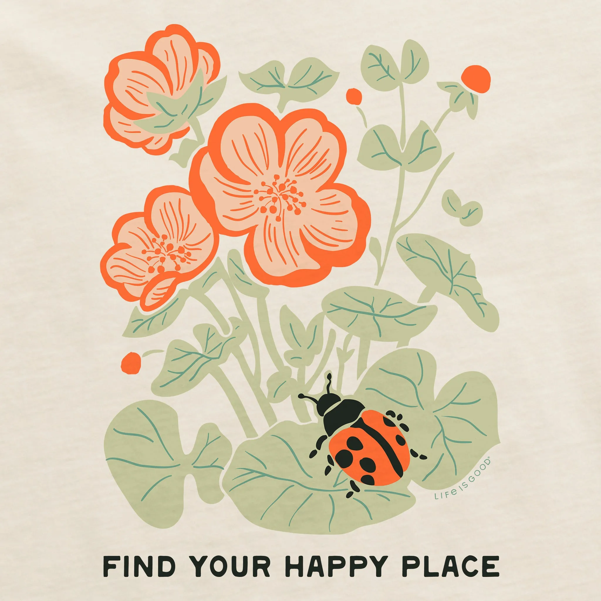 Women's Find Your Happy Place Ladybug Short Sleeve Crusher Tee sold by Life is Good product image thumbnail 4