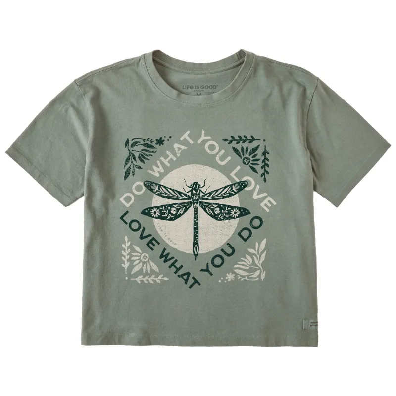 Women's Do What You Love Dragonfly Short Sleeve Crusher Boxy Tee sold by Life is Good
