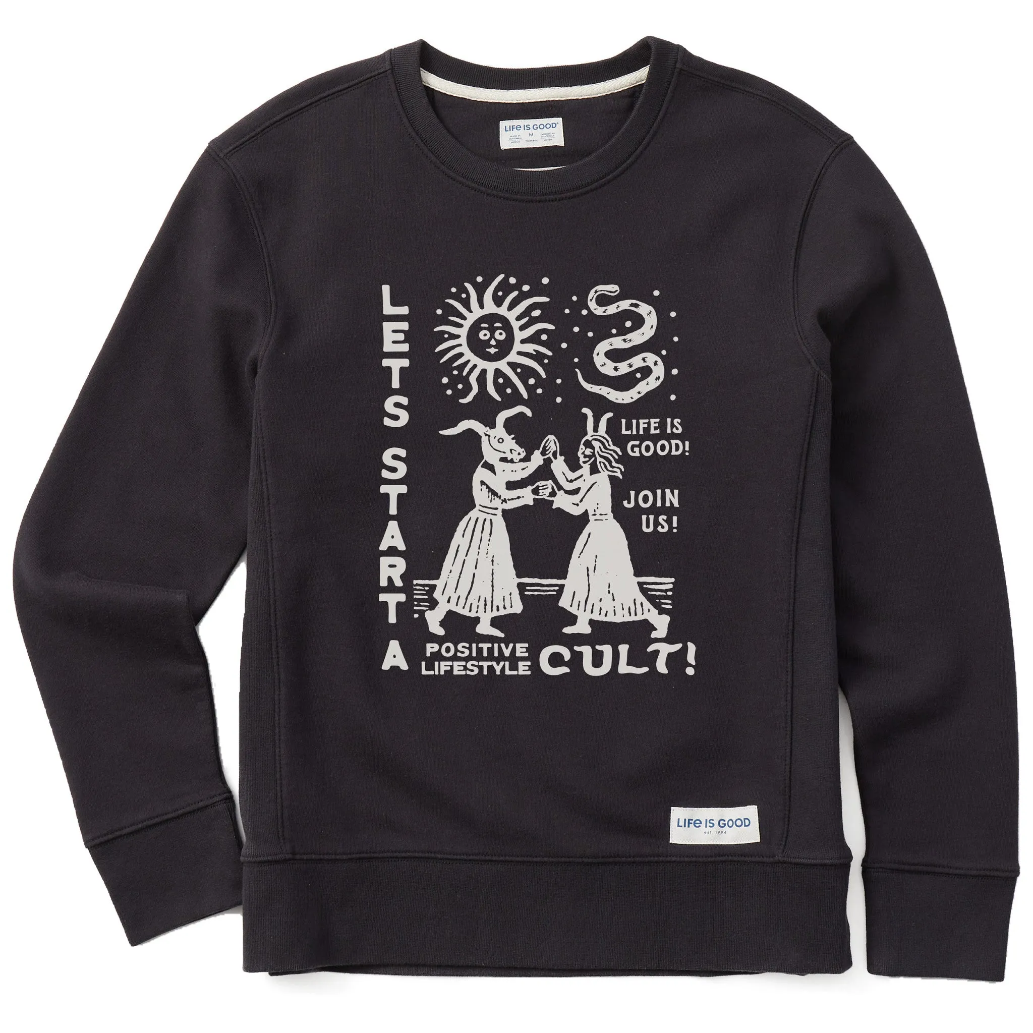 Women's Let's Start a Cult Simply True Fleece Crew sold by Life is Good