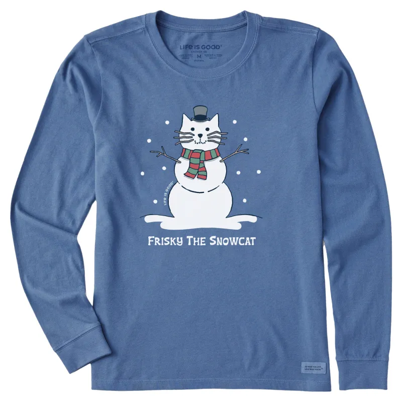 Women's Frisky the Snowcat Long Sleeve Crusher Tee sold by Life is Good