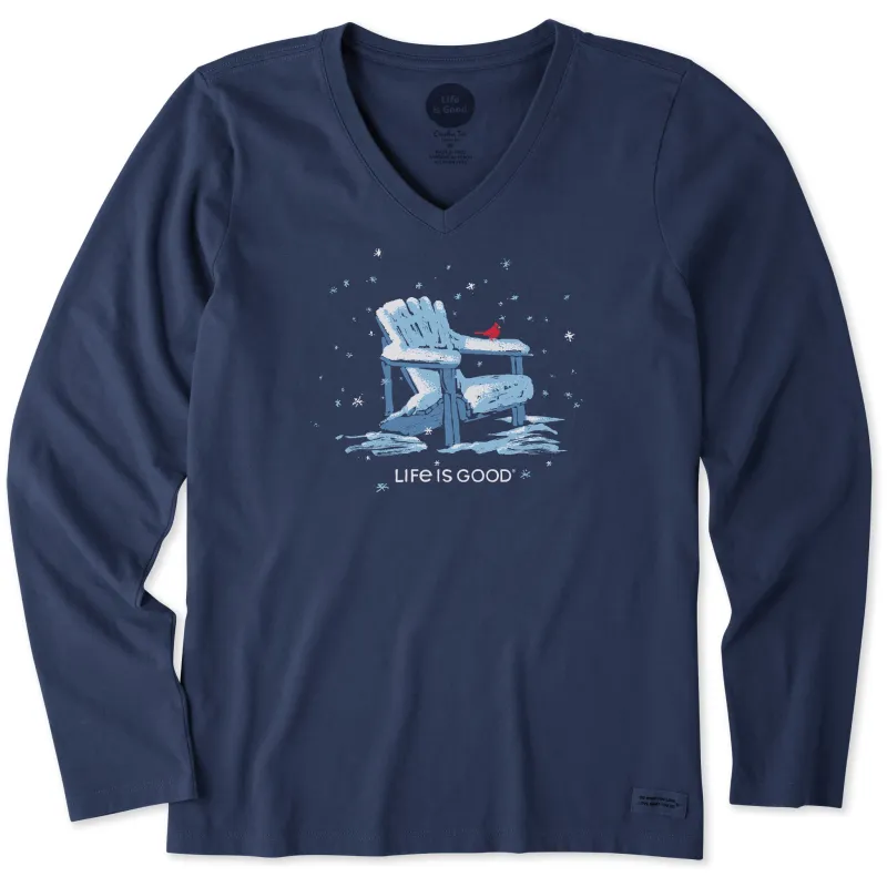 Women's Snowy Adirondack Cardinal Long Sleeve Crusher Vee made by Life is Good