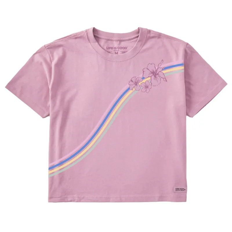 Women's Hibiscus Stripes Short Sleeve Crusher Boxy Tee sold by Life is Good