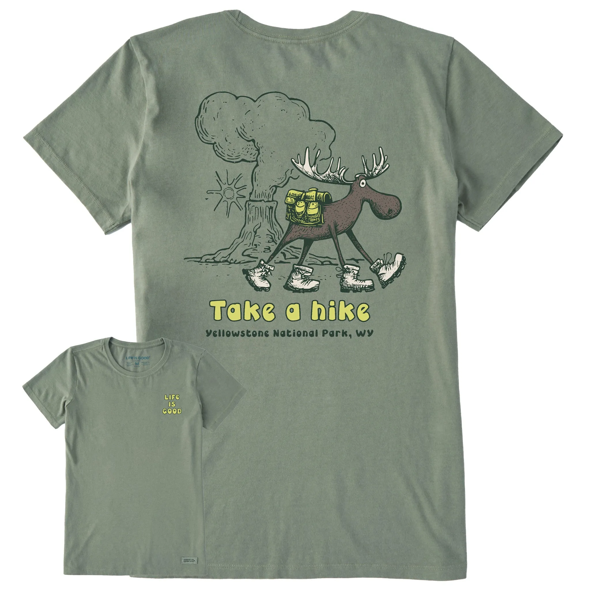 Women's Take a Hike Yellowstone Short Sleeve Crusher Tee sold by Life is Good