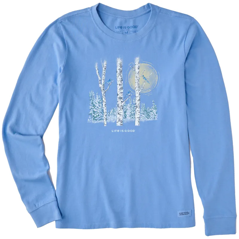 Women's Bluejays on Birch Trees Long Sleeve Crusher Tee made by Life is Good