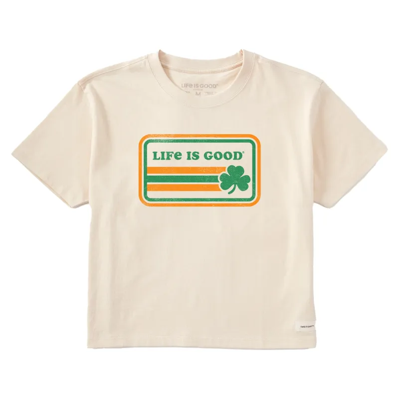 Women's Stripe Clover Short Sleeve Crusher Boxy Tee sold by Life is Good