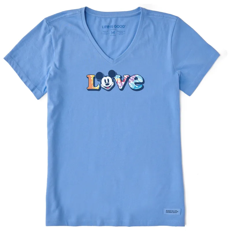 Women's Love Tie Dye Willie Short Sleeve Vee sold by Life is Good