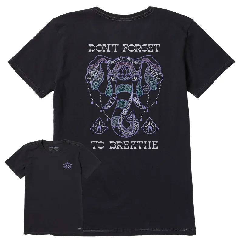 Women's Don't Forget to Breathe Elephant Short Sleeve Tee sold by Life is Good