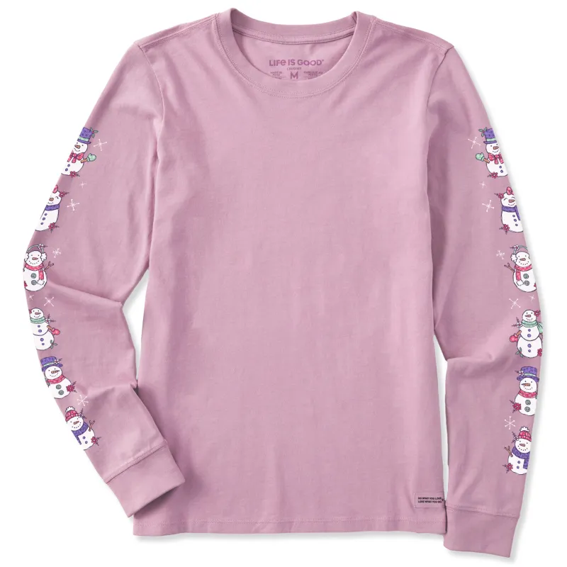 Women's Cute Snowmen Long Sleeve Crusher Tee sold by Life is Good