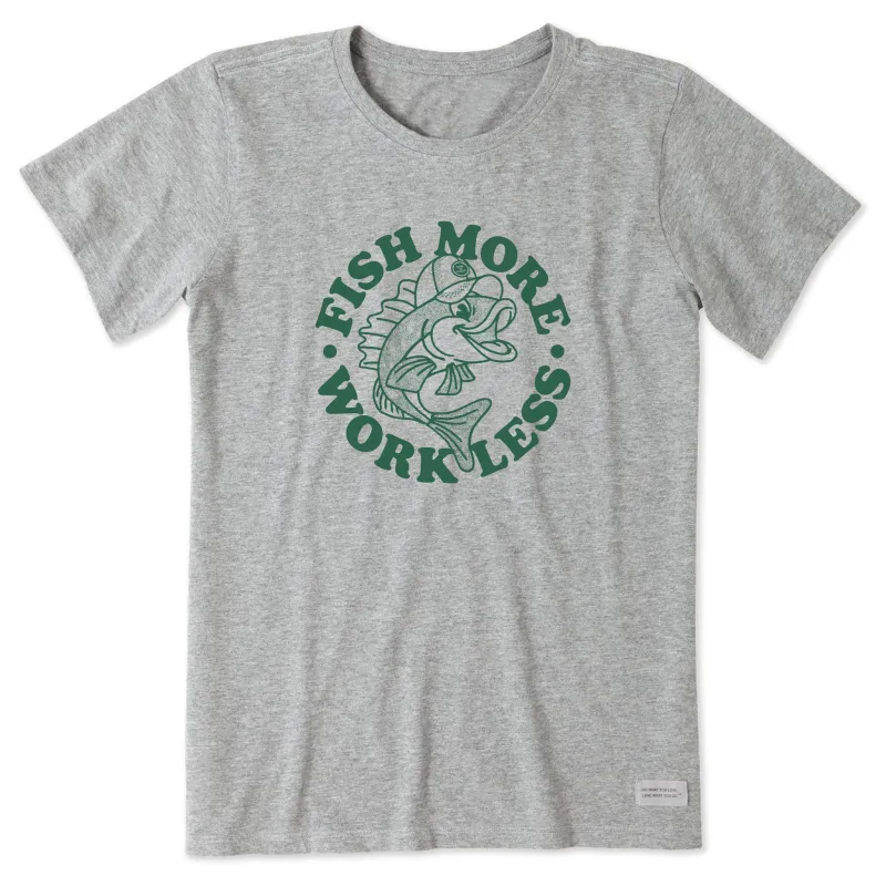 Women's Matchbook Fish More Work Less Short Sleeve Tee sold by Life is Good