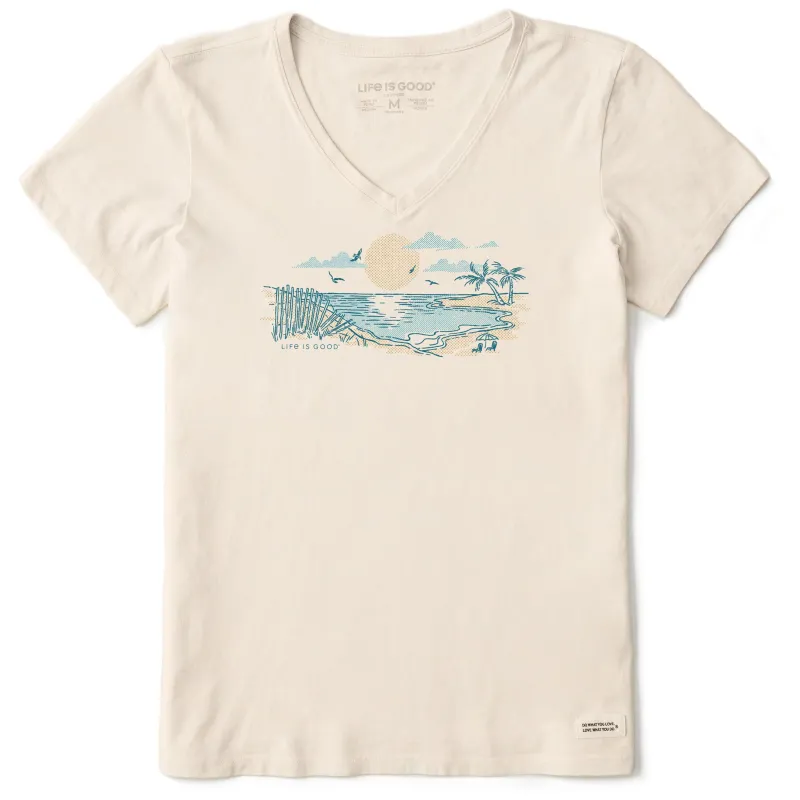 Women's Halftone Beach Vibes Short Sleeve Crusher Vee sold by Life is Good
