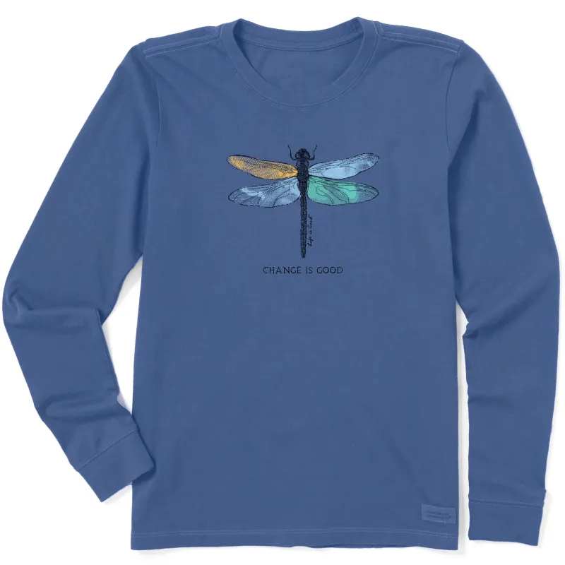 Women's Change Dragonfly Long Sleeve Crusher Tee sold by Life is Good
